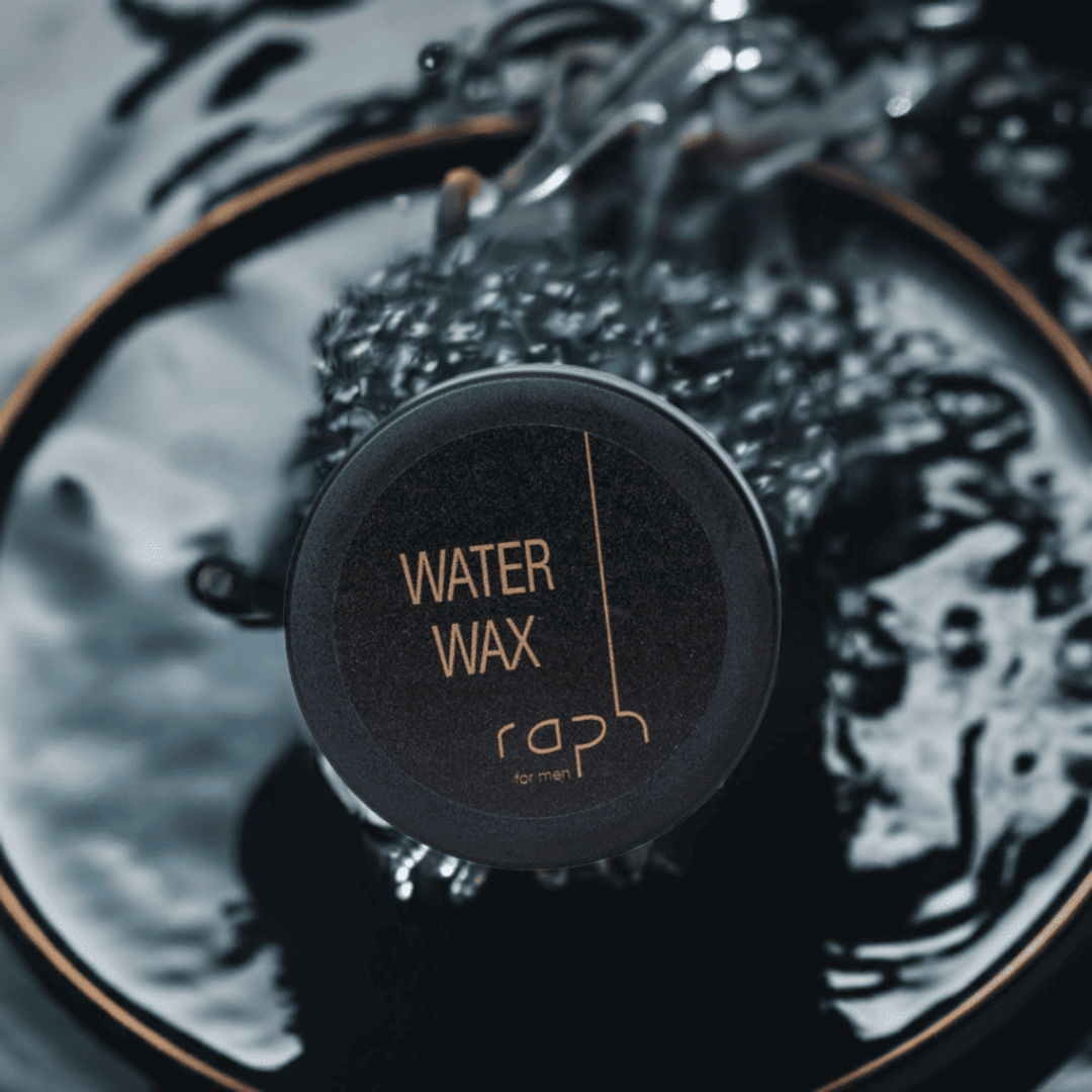raph for men Water Wax 100g, Haarwachs mit starkem Halt, flexiblem Umformen und natürlichem Glanz für stylische Wetlooks.