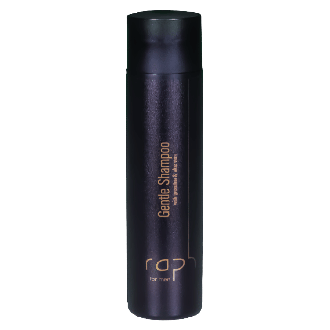 raph for men Gentle Shampoo 250ml – mildes Shampoo für Männer, vereint starke Reinigung mit beruhigender Pflege, enthält grüne Tee-, Algen-, Aloe Vera- und Arganöl-Extrakte für gesunde Kopfhaut und glänzendes Haar